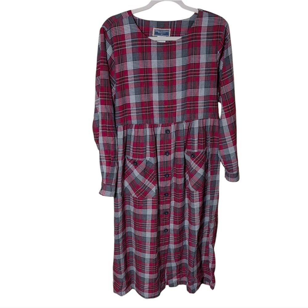 Vintage Erika Classics dress women's size Large plaid classic teacher jumper mom